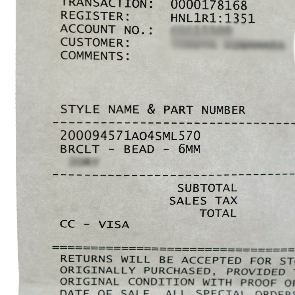 CHROME HEARTS(クロムハーツ) 6mm BEAD STACK CH CROSS スタックCHクロス ビーズブレスレット ブラック/シルバー