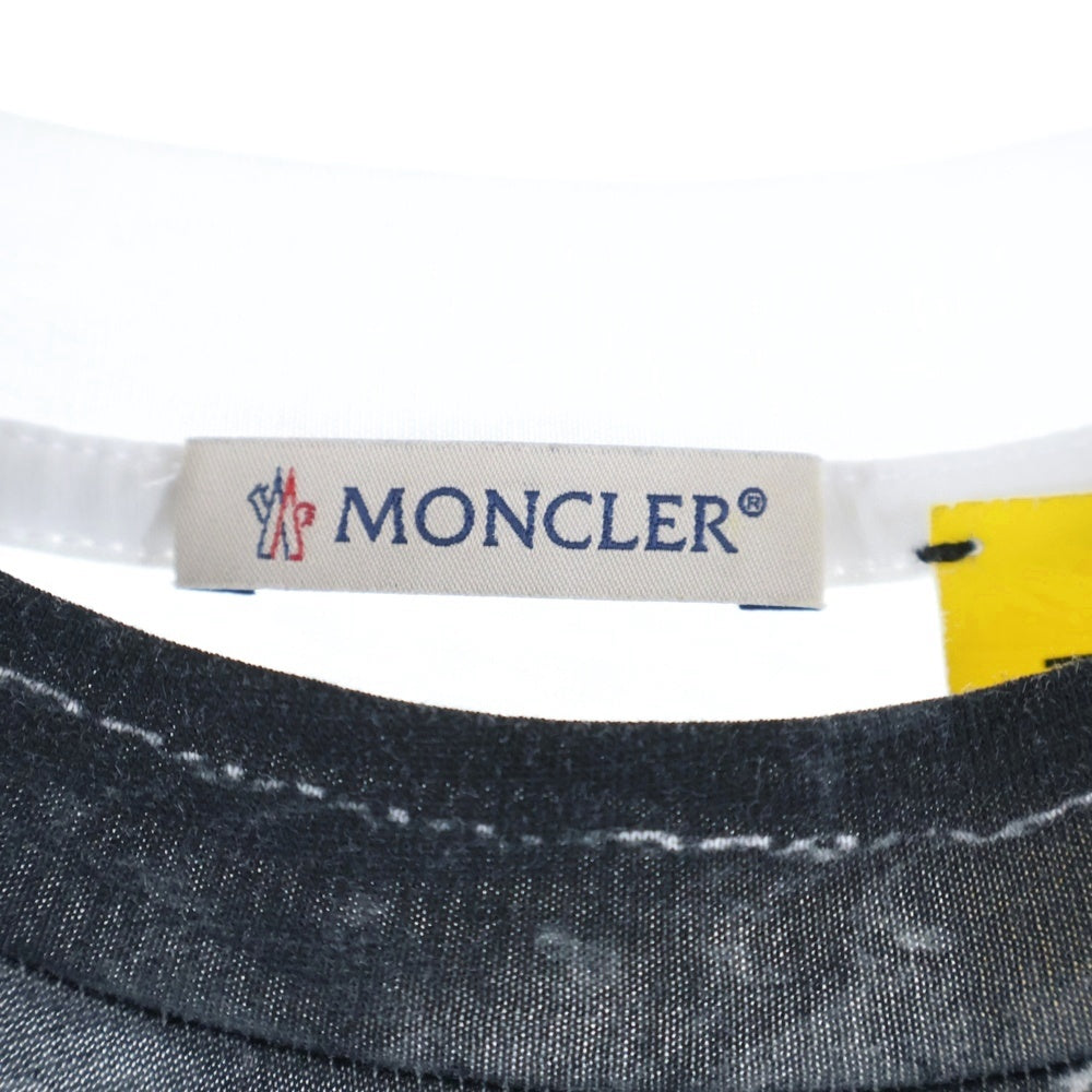 MONCLER GENIUS(モンクレール ジーニアス) ×A$AP Rocky キルティングプリントパターン クルーネック長袖Tシャツカットソー ブラック/ホワイト K24048D00001 89AYW