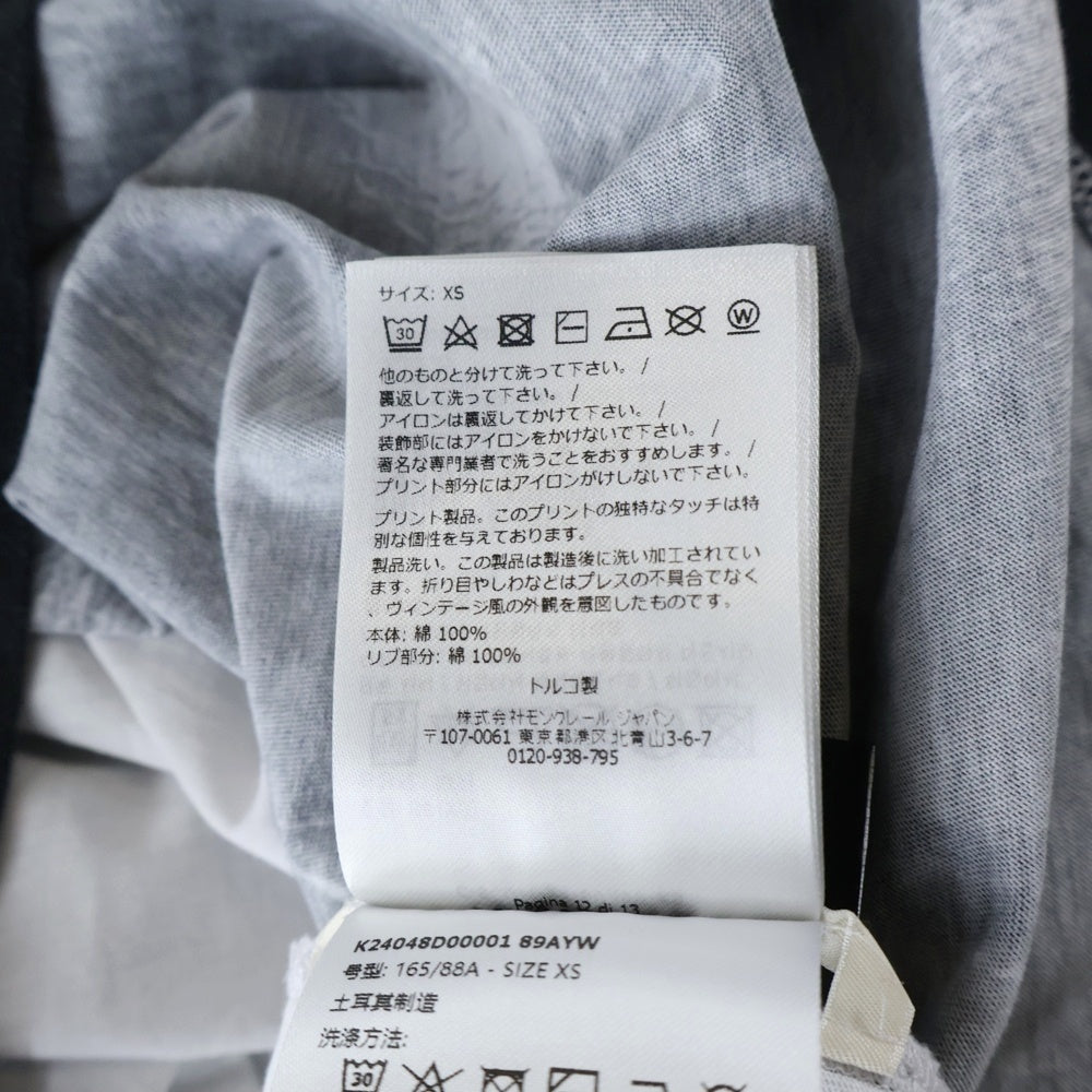 MONCLER GENIUS(モンクレール ジーニアス) ×A$AP Rocky キルティングプリントパターン クルーネック長袖Tシャツカットソー ブラック/ホワイト K24048D00001 89AYW