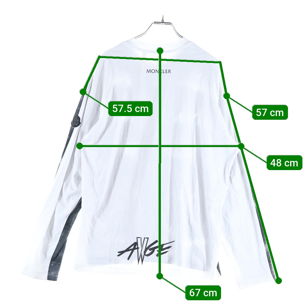 MONCLER GENIUS(モンクレール ジーニアス) ×A$AP Rocky キルティングプリントパターン クルーネック長袖Tシャツカットソー ブラック/ホワイト K24048D00001 89AYW