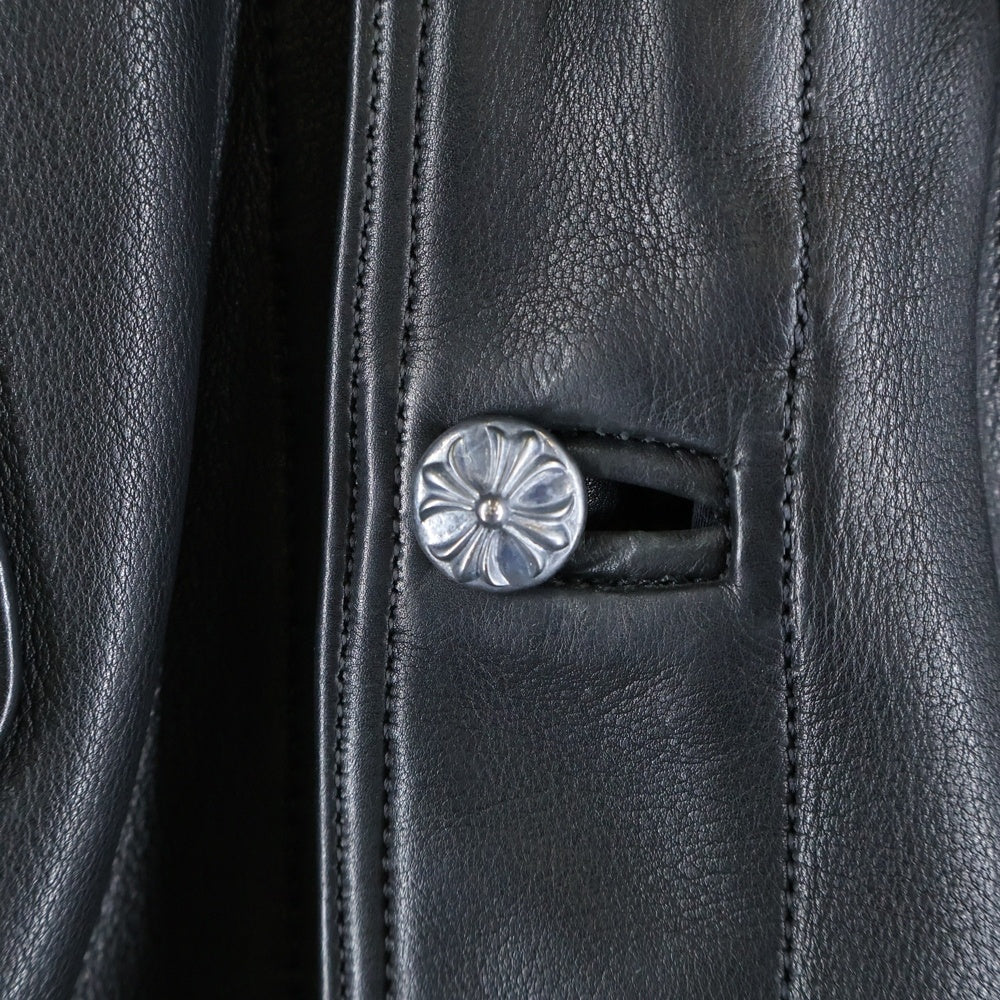 CHROME HEARTS(クロムハーツ) クロスパッチ スモールCH カスタム カバーオールレザージャケット ブラック