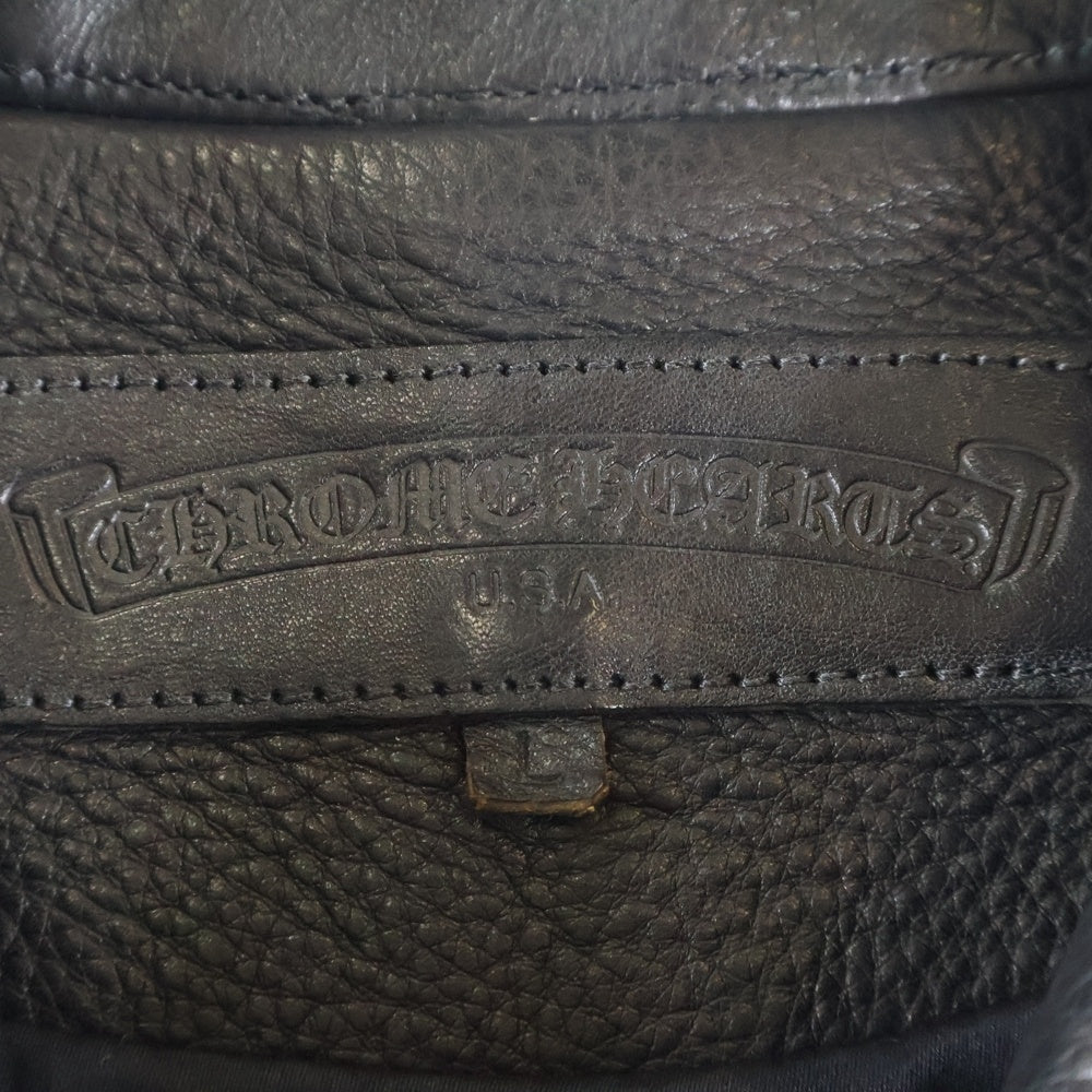 CHROME HEARTS(クロムハーツ) クロスパッチ スモールCH カスタム カバーオールレザージャケット ブラック