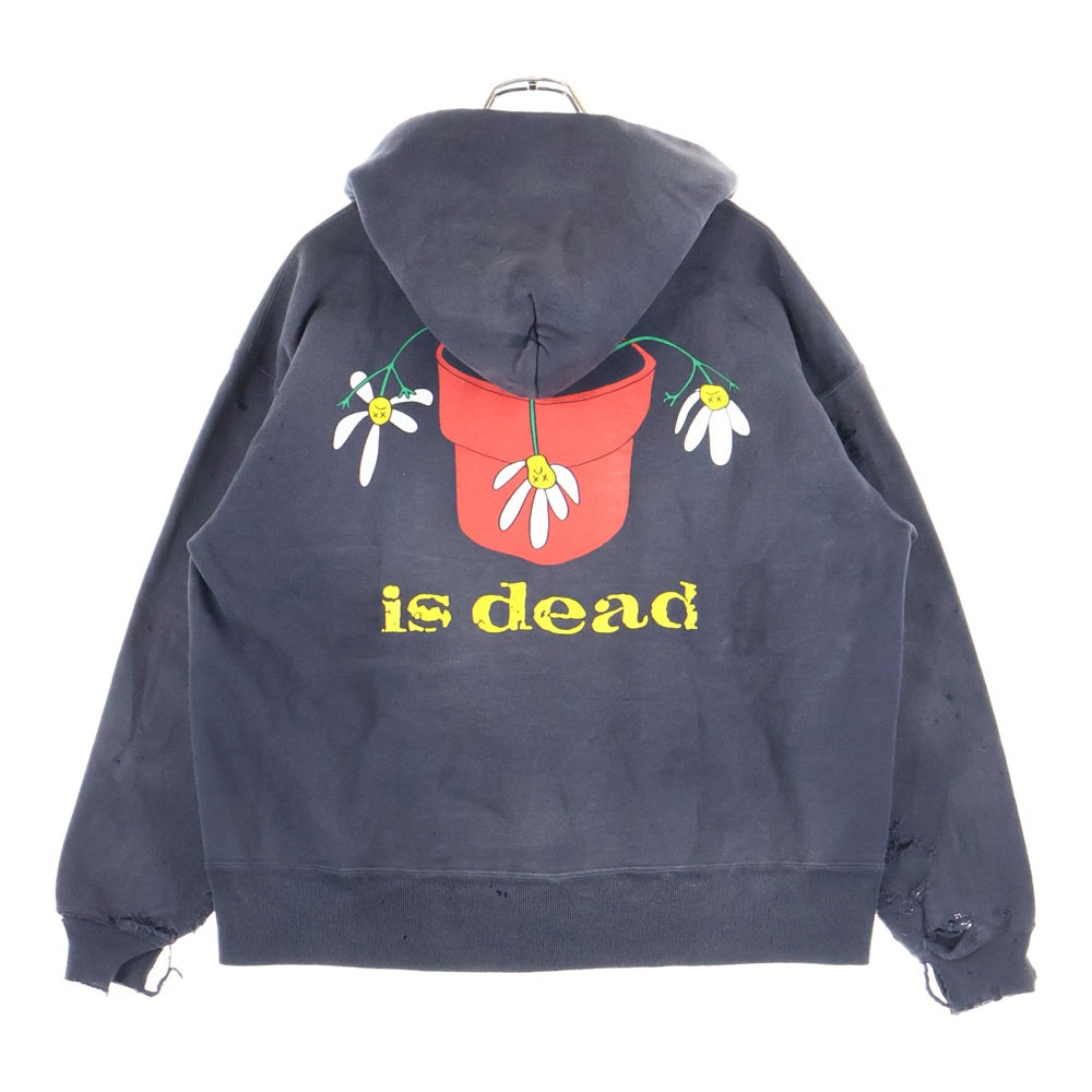 SAINT MICHAEL(セントマイケル) 25AW×DE LA SOUL DLS_HOODIE SM-HR1-0000-C19 デラソウル ダメージ加工スウェットプルオーバーパーカー グレー