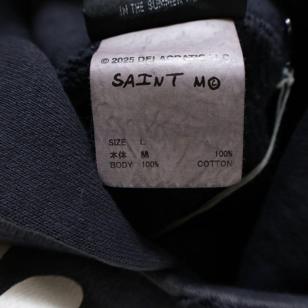 SAINT MICHAEL(セントマイケル) 25AW×DE LA SOUL DLS_HOODIE SM-HR1-0000-C19 デラソウル ダメージ加工スウェットプルオーバーパーカー グレー