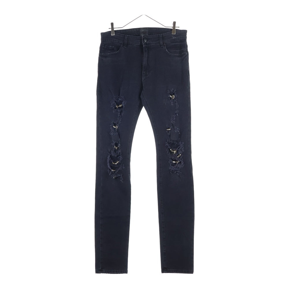 ALCHEMIST(アルケミスト) 18SS DAMAGED DENIM PANTS AL-S18-0000-061 ダメージ加工リングチャームロングパンツ ブラック