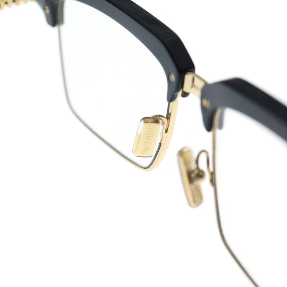 miumiu(ミュウミュウ) ハーフリム ロゴフレームサングラス 眼鏡 アイウェア ブラック/ゴールド SMU10Z レディース