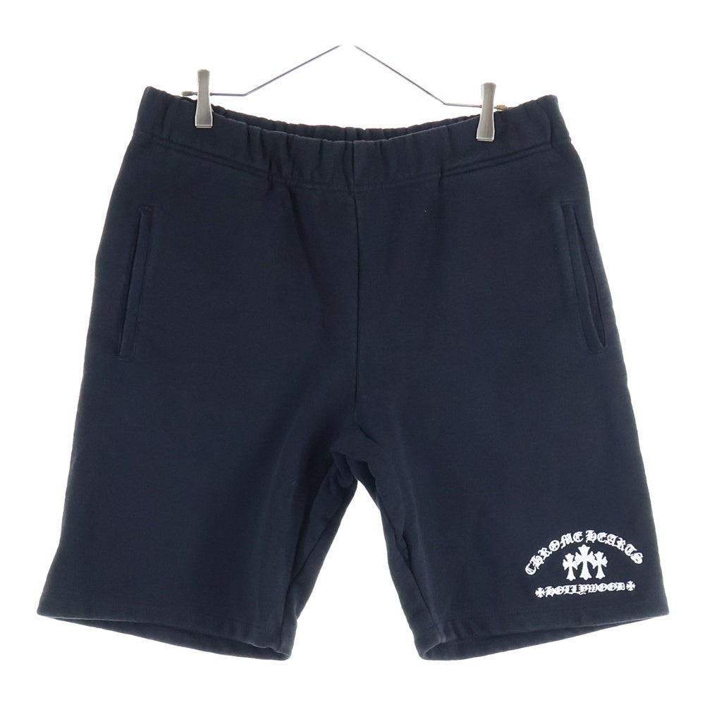 CHROME HEARTS(クロムハーツ) SAILIN ON HLF PNTS セメタリークロス刺繍スウェットハーフパンツ ショーツ ブラック