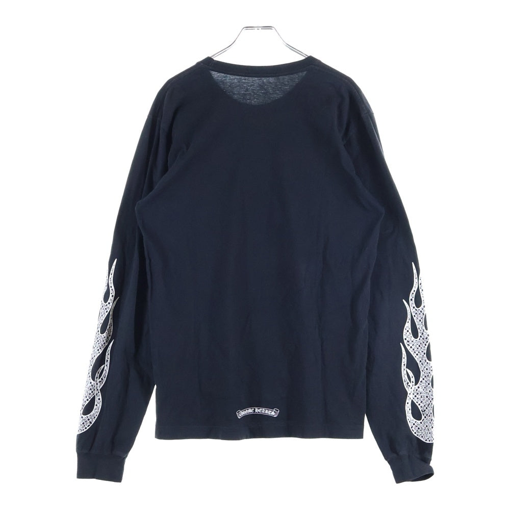 CHROME HEARTS(クロムハーツ) 袖ファイヤープリント 長袖Tシャツカットソー ブラック