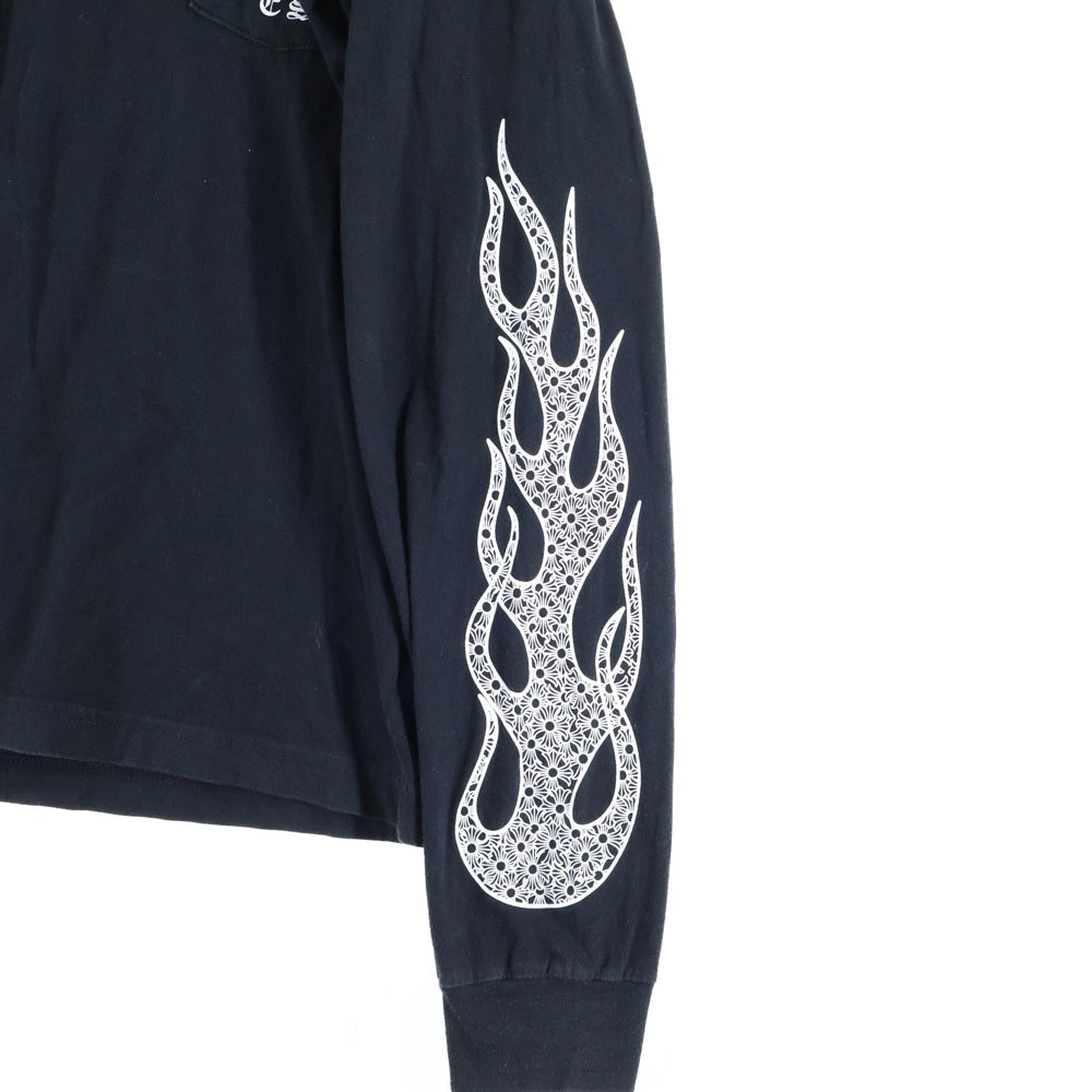 CHROME HEARTS(クロムハーツ) 袖ファイヤープリント 長袖Tシャツカットソー ブラック