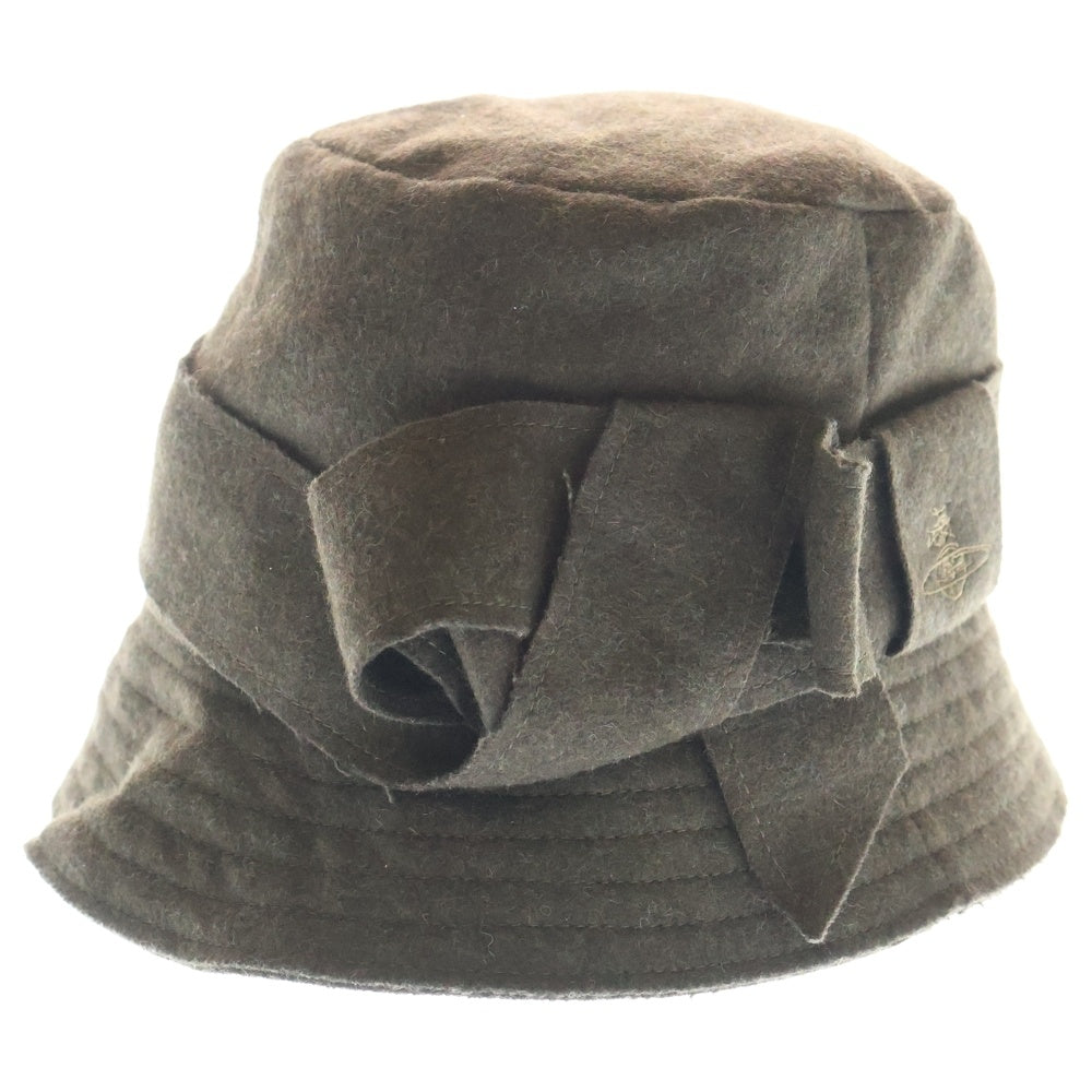 Vivienne Westwood(ヴィヴィアンウエストウッド) オーブロゴ ウールリボンバケットハット 帽子 ブラウン