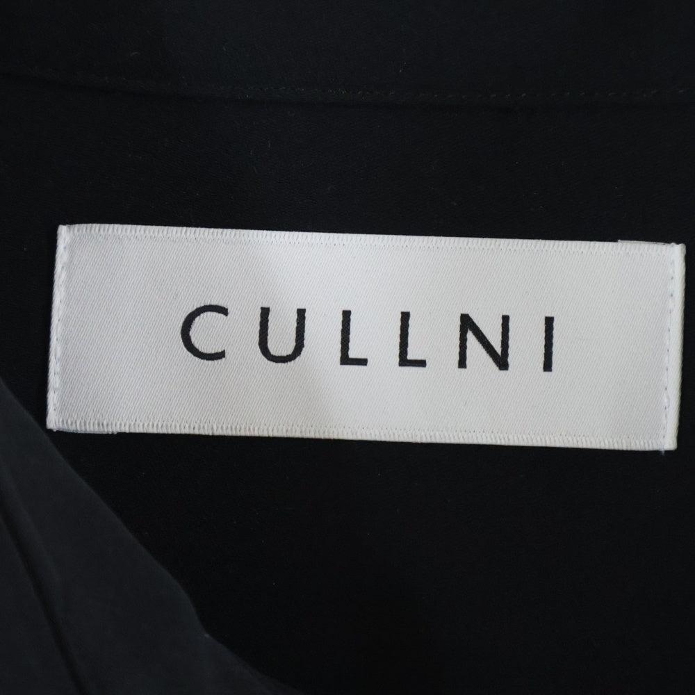 CULLNI(クルニ) 25SS Dry Double Satin Asymmetrical Long Sleeve Shirt アシンメトリー 長袖シャツ ブラック25-SS-014B