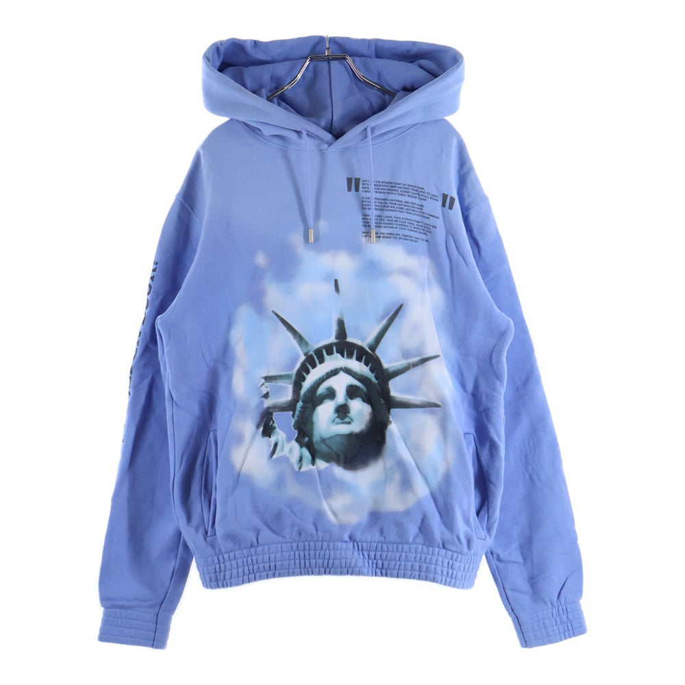 OFF-WHITE(オフホワイト) 自由の女神プリント プルオーバースウェットパーカー フーディー ブルー OMBB034E18192015
