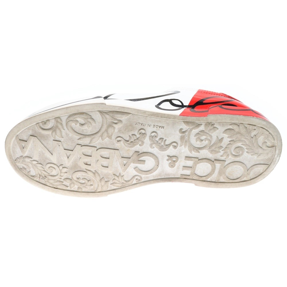 DOLCE & GABBANA(ドルチェアンドガッバーナ) PORTOFINO ポルトフィーノ バイカラー ロゴプリント レザー エナメル ローカットスニーカー ホワイト/レッド CS-1600