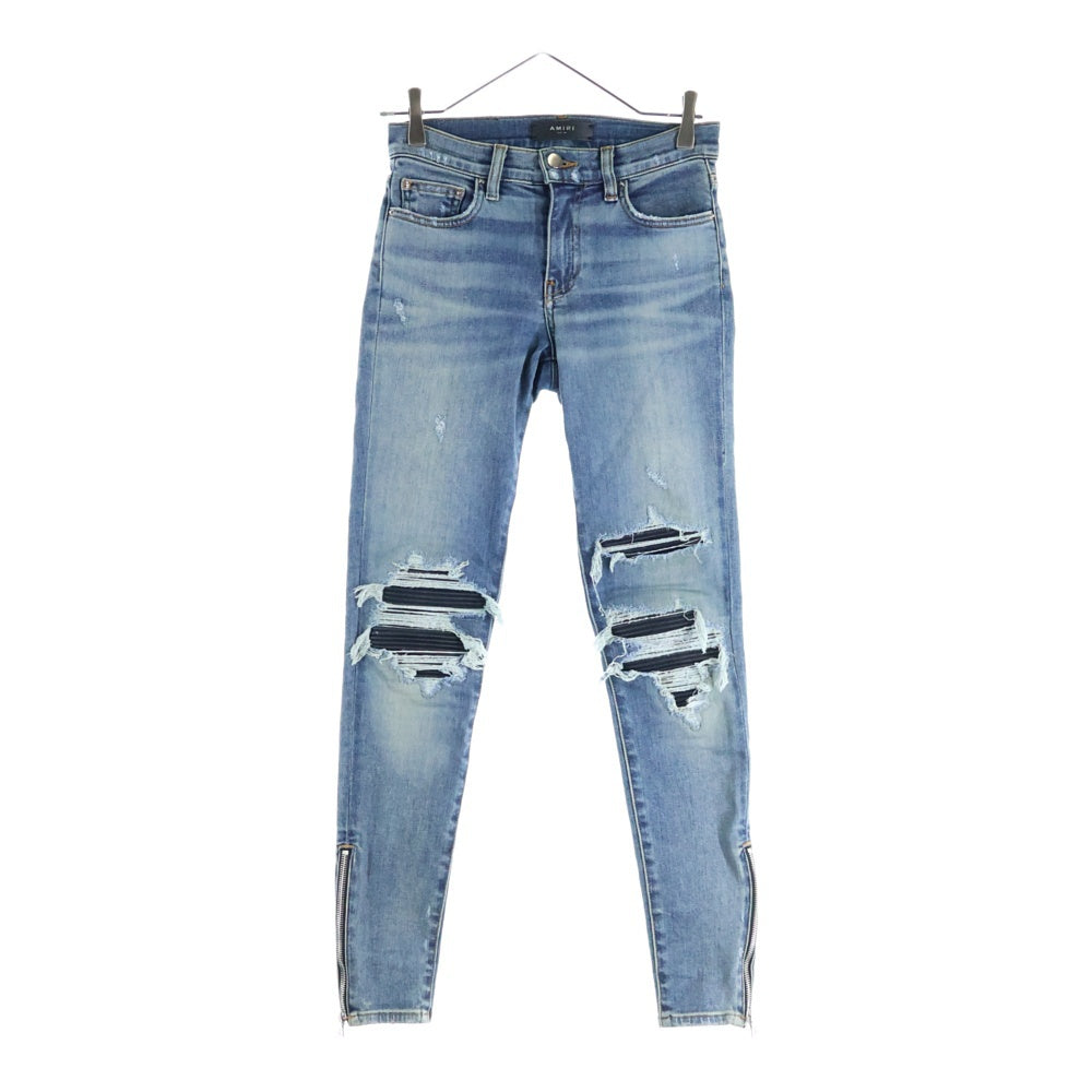 AMIRI(アミリ) 蛇腹切替ダメージ加工バイカースキニーデニムパンツ インディゴ