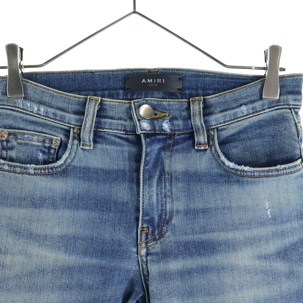 AMIRI(アミリ) 蛇腹切替ダメージ加工バイカースキニーデニムパンツ インディゴ