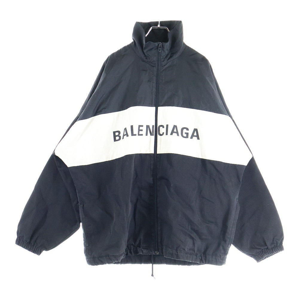 BALENCIAGA(バレンシアガ) 18AW フロントロゴデニム切替 ナイロントラックジャケット ブラック 529213 TBQ03