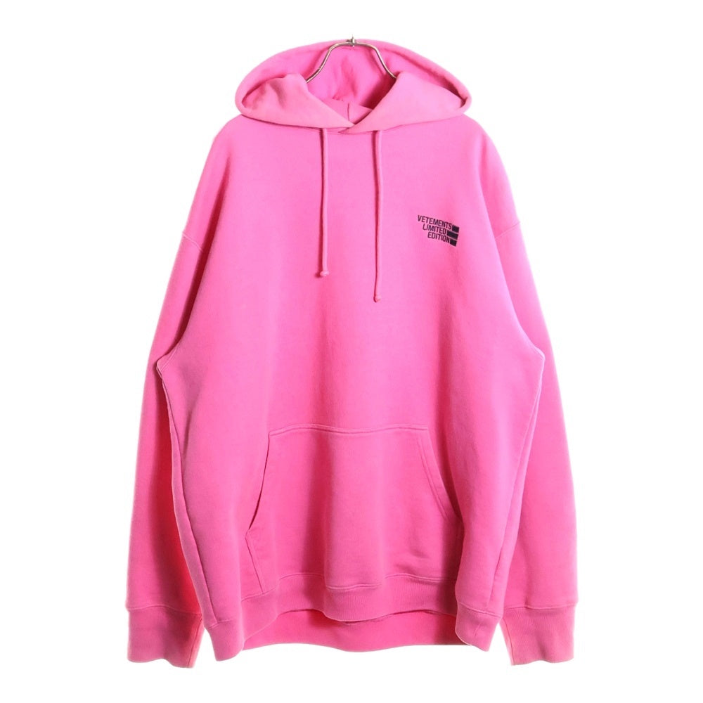 VETEMENTS(ヴェトモン) LIMITED EDITION LOGO HOODIE リミテッドエディション ロゴフーディー パーカー ピンク UE51TR730P