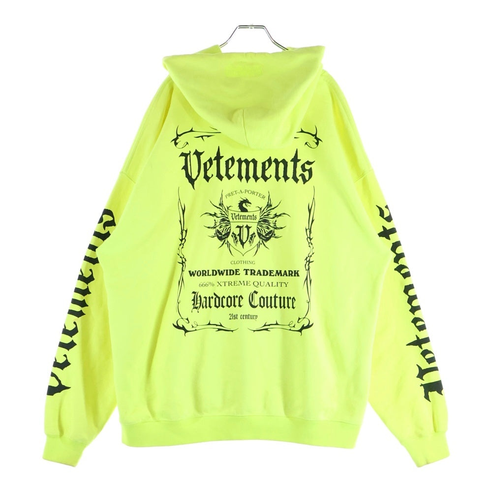 VETEMENTS(ヴェトモン) 21AW BLACK LABEL Logo Hoodie ロゴフーディー パーカー イエロー UA52TR900Y