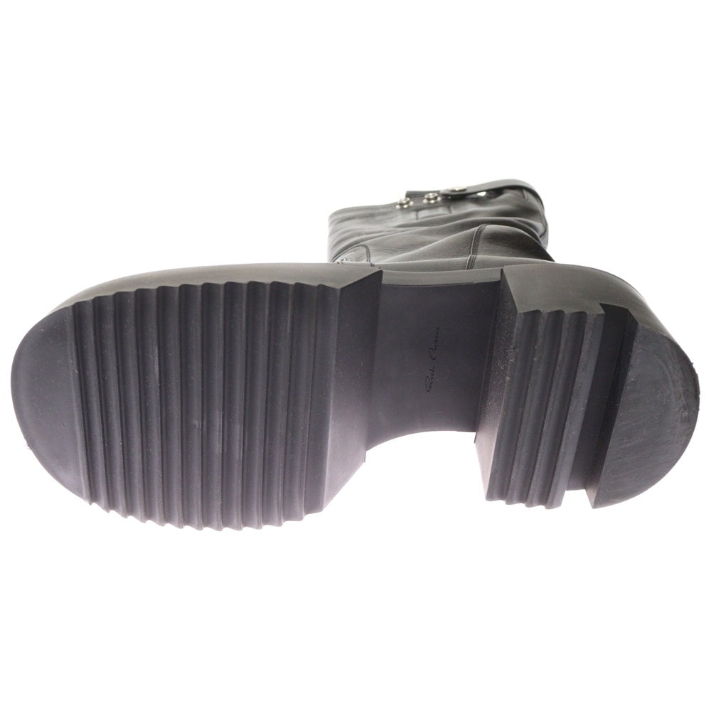 Rick Owens(リックオウエンス) 25AW PULL ON BOGUN BOOTS レザーロングブーツ ブラック RR02D6804