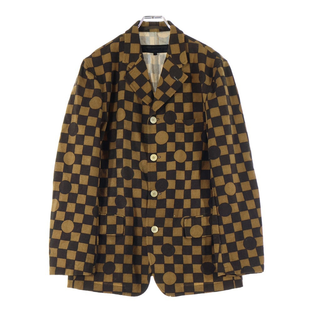 COMME des GARCONS HOMME(コムデギャルソンオム) AD2002 田中オム期 ブロックチェックドットテーラードジャケット HI-J019 ブラウン