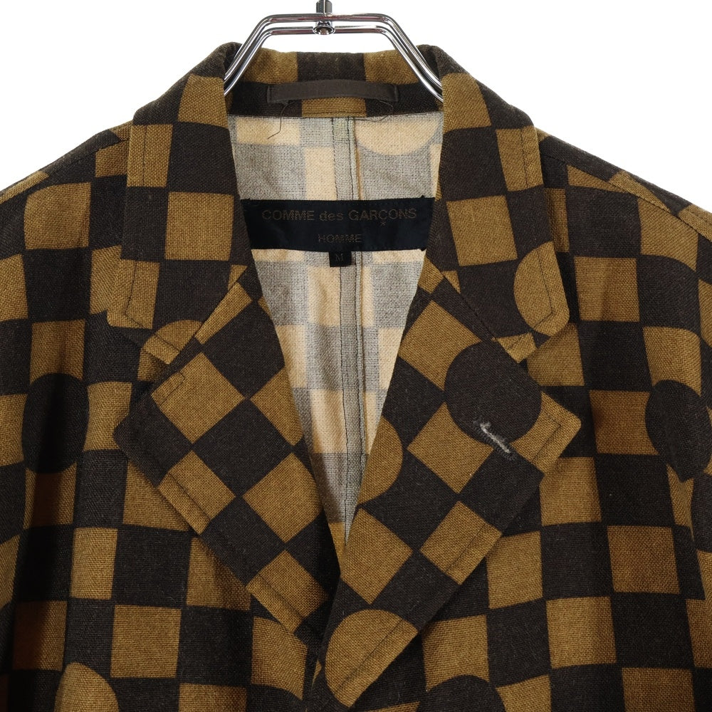 COMME des GARCONS HOMME(コムデギャルソンオム) AD2002 田中オム期 ブロックチェックドットテーラードジャケット HI-J019 ブラウン
