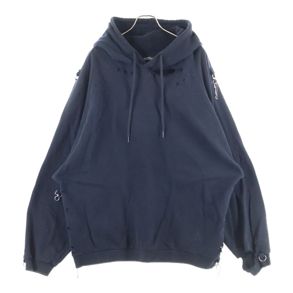 RAF SIMONS(ラフシモンズ) 23SS ×Philippe Vandenberg バックプリント ダメージ加工パーカー ブラック