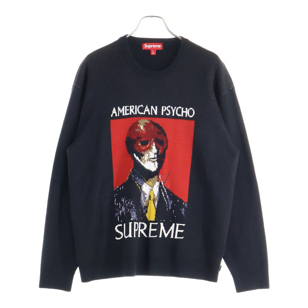 SUPREME(シュプリーム) 23AW American Psycho Sweater アメリカンサイコ グラフィックジャガード クルーネックニット セーター ブラック/レッド