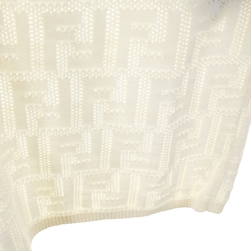 FENDI(フェンディ) インナー付き ズッカ柄 ニット半袖ワンピース FZD772 A8KK ホワイト レディース