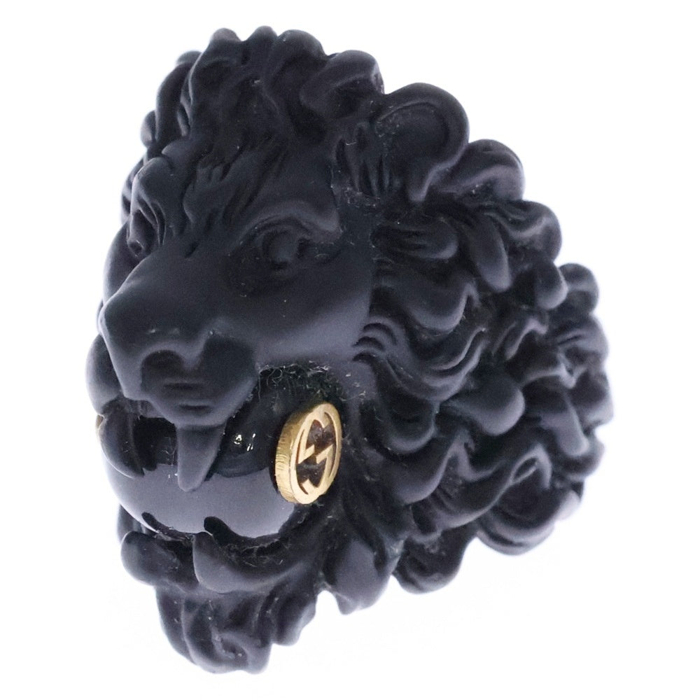 GUCCI(グッチ) ライオンヘッドグラスパール バーニッシュブラックリング 418289