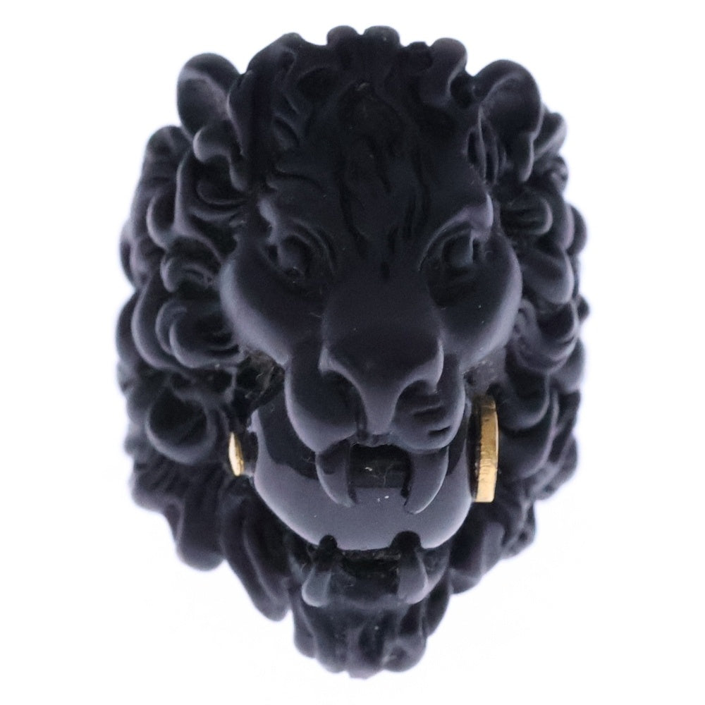 GUCCI(グッチ) ライオンヘッドグラスパール バーニッシュブラックリング 418289