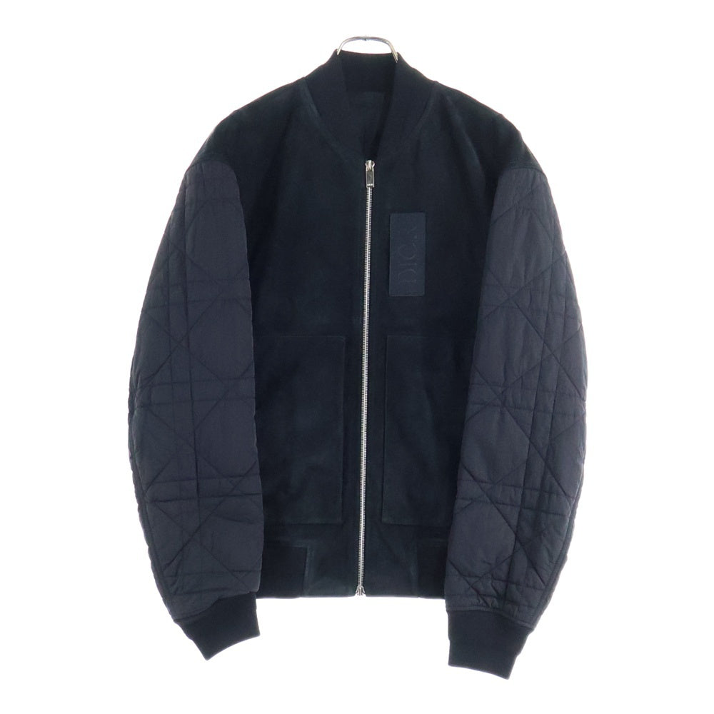 DIOR(ディオール) 23AW カナージュナイロン切替カーフスキンバーシティレザージャケット 343L419A0714 ブラック