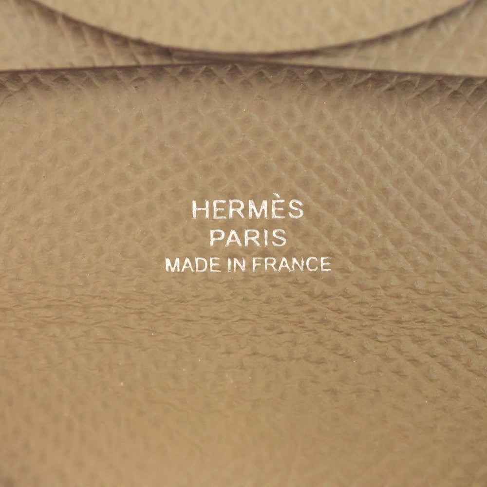 HERMES(エルメス) バスティア エプソン レザーコインケース 小銭入れ ゴールド D刻印 ブラウン