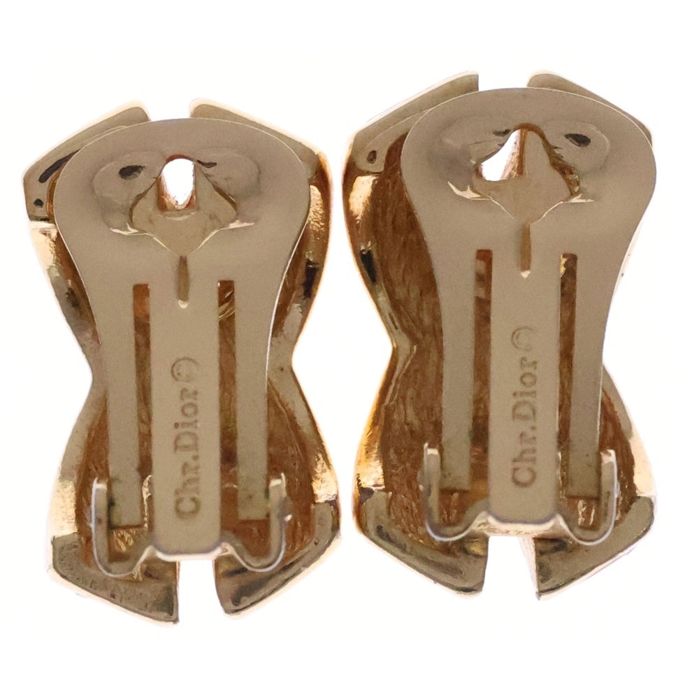 Christian Dior(クリスチャンディオール) クロスモチーフ ラインストーン ゴールド イヤリング ゴールド