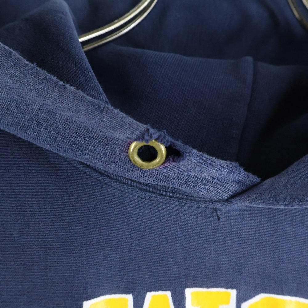 CHAMPION(チャンピオン) 80s ヴィンテージ リバースウィーブ フロントプリント プルオーバーパーカー ネイビー/イエロー