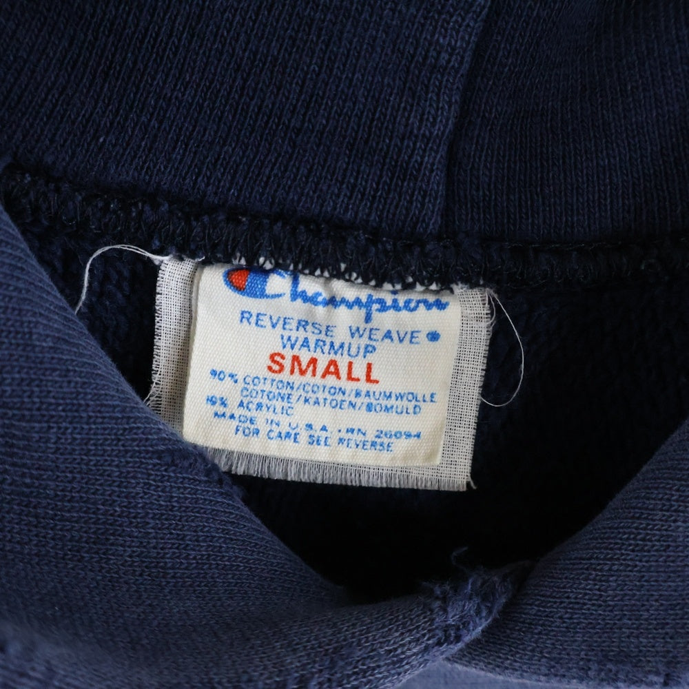 CHAMPION(チャンピオン) 80s ヴィンテージ リバースウィーブ フロントプリント プルオーバーパーカー ネイビー/イエロー