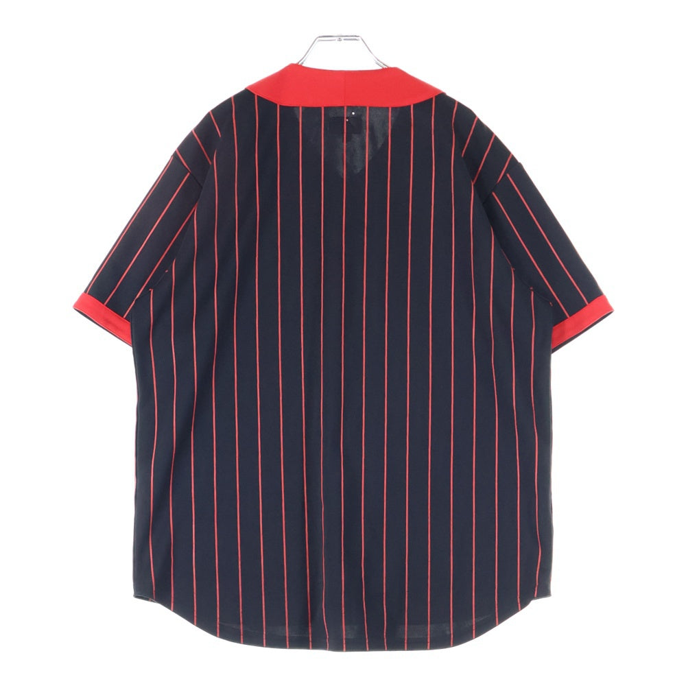 SUPREME(シュプリーム) 18AW Vertical Logo Baseball Jersey ロゴ刺繍 ベースボールシャツ ブラック/レッド