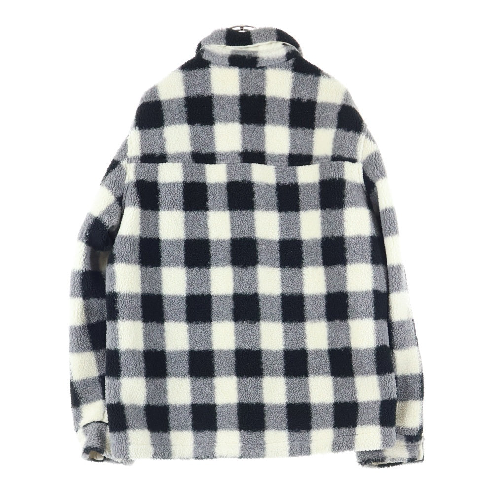 ZARA(ザラ) チェック ボタンダウンボアジャケット ブラック/ホワイト