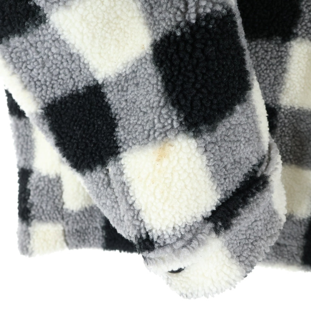 ZARA(ザラ) チェック ボタンダウンボアジャケット ブラック/ホワイト