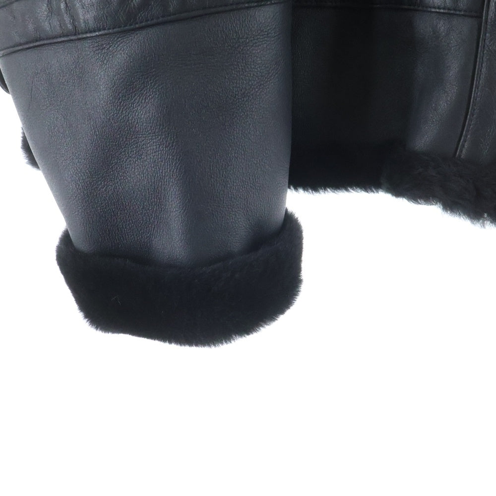 cvtvlist(カタリスト) Logo Embroidery Shearling Jacket ロゴ刺繍ムートンジャケット レザーボアジャケット ブラック