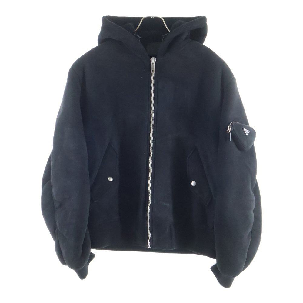 PRADA(プラダ) 21AW シープスキン ムートン ボンバージャケット ブラック UPW405 1ZXR