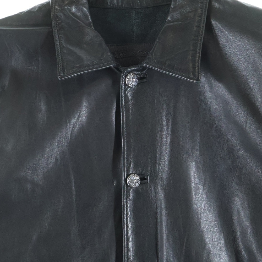 CHROME HEARTS(クロムハーツ) クロスボールボタン レザーカバーオールジャケット ブラック