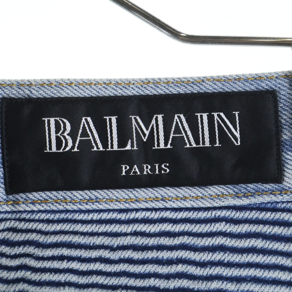 BALMAIN(バルマン) ウォッシュ加工 バイカー スリム テーパードデニムパンツ ジーンズ インディゴ W6HD500D567
