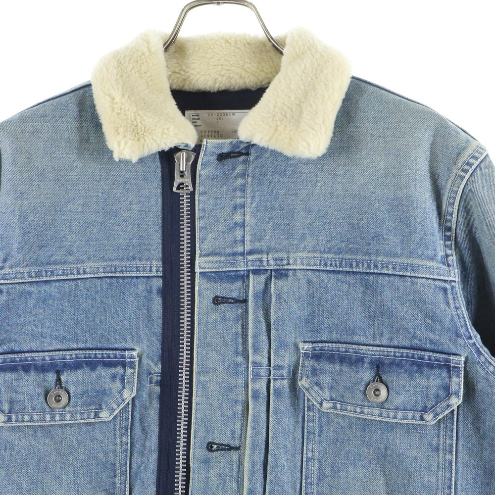 Sacai(サカイ) 20AW Denim Layerd Boa Jacket デニムレイヤード ボアジャケット インディゴ 20-02360M