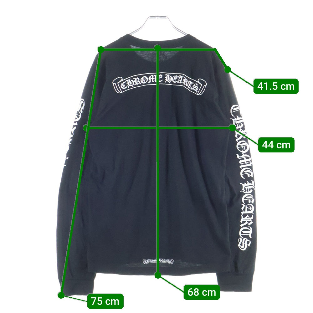 CHROME HEARTS(クロムハーツ) H SCROLL LABEL スクロールラベル アームプリント クルーネック長袖Tシャツカットソー ロングスリーブ ロンT ブラック