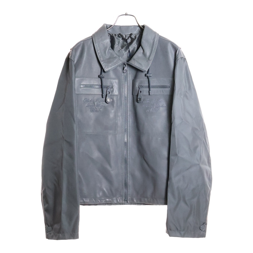 LOUIS VUITTON(ルイヴィトン) 22SS カーフスキンレザーエンブロイダリージップジャケット RM222M THA HNL02W グレー
