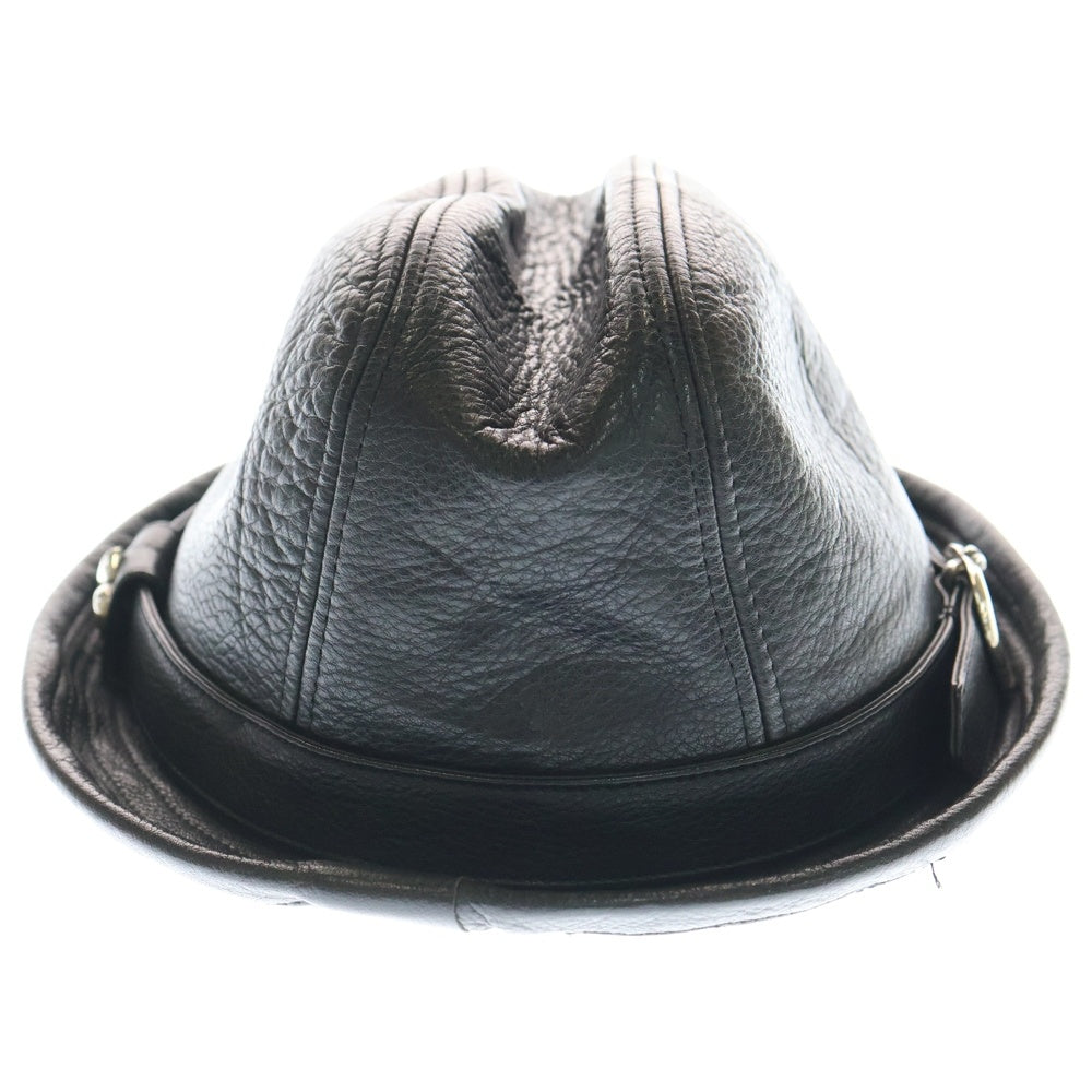 CHROME HEARTS(クロムハーツ) FEDORA BSフレア ガンスリンガー レザー フェドラハット 帽子ブラック/シルバー
