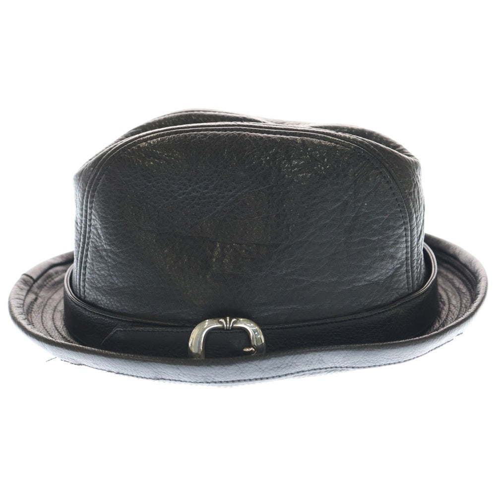 CHROME HEARTS(クロムハーツ) FEDORA BSフレア ガンスリンガー レザー フェドラハット 帽子ブラック/シルバー