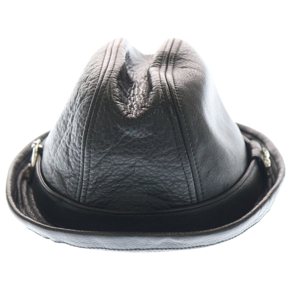 CHROME HEARTS(クロムハーツ) FEDORA BSフレア ガンスリンガー レザー フェドラハット 帽子ブラック/シルバー