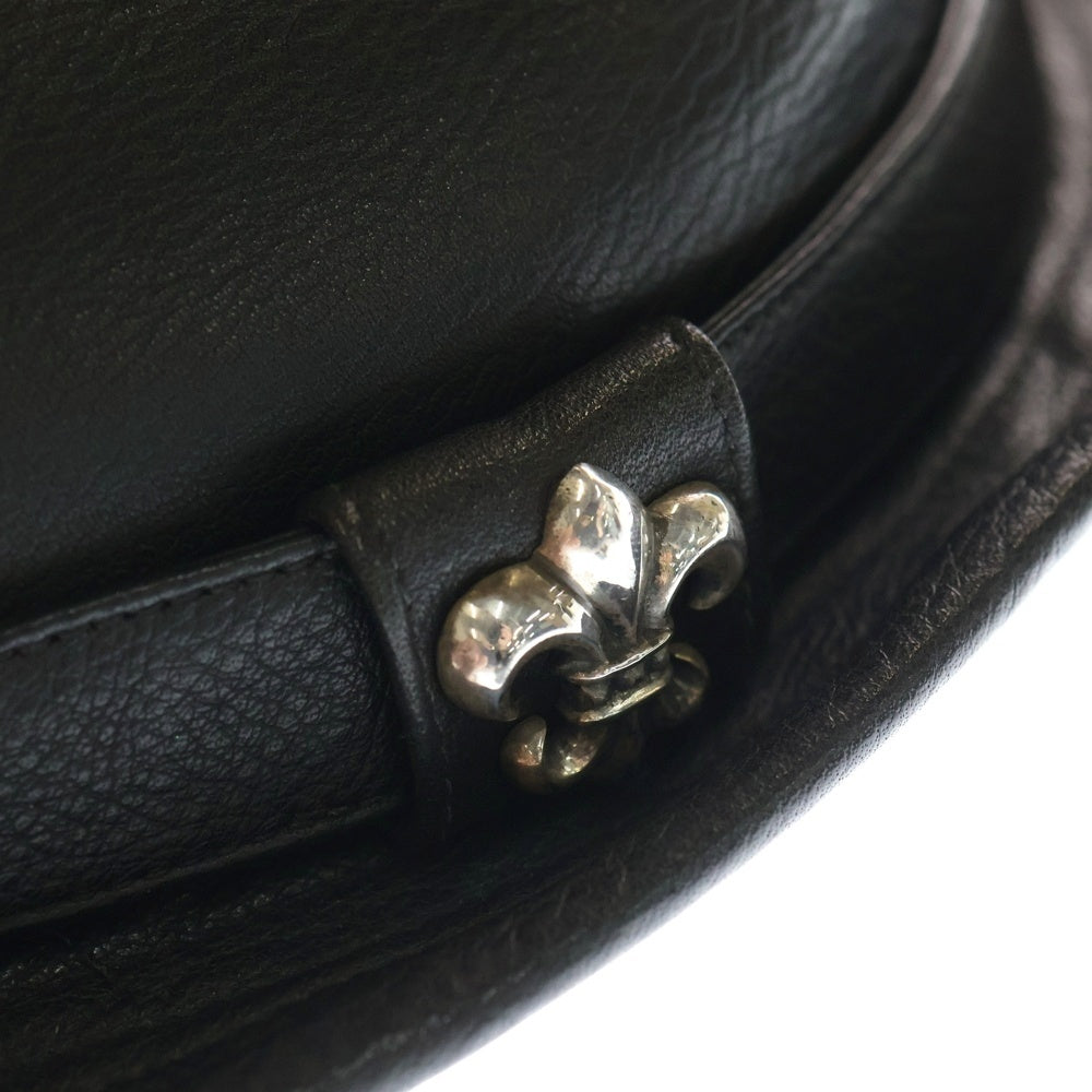 CHROME HEARTS(クロムハーツ) FEDORA BSフレア ガンスリンガー レザー フェドラハット 帽子ブラック/シルバー