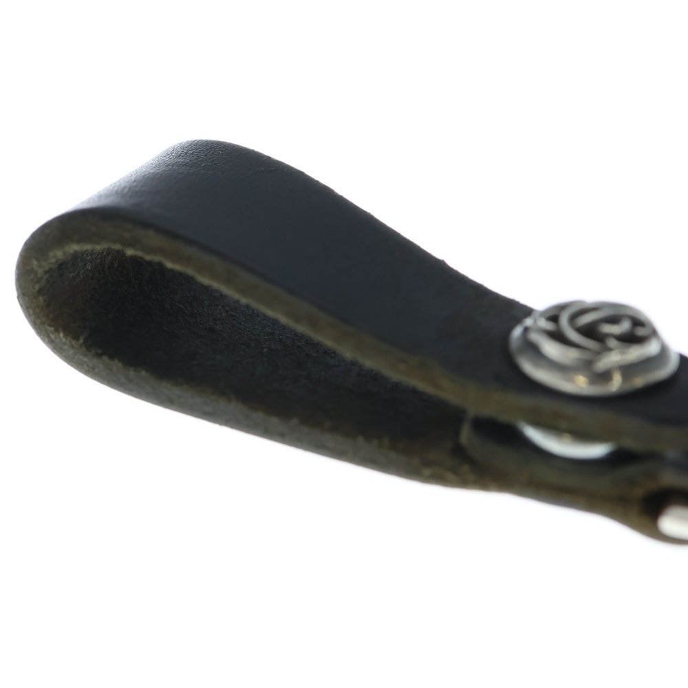 CHROME HEARTS(クロムハーツ) BELT LOOP フローラルボールボタンレザーベルトループ シルバー/ブラック